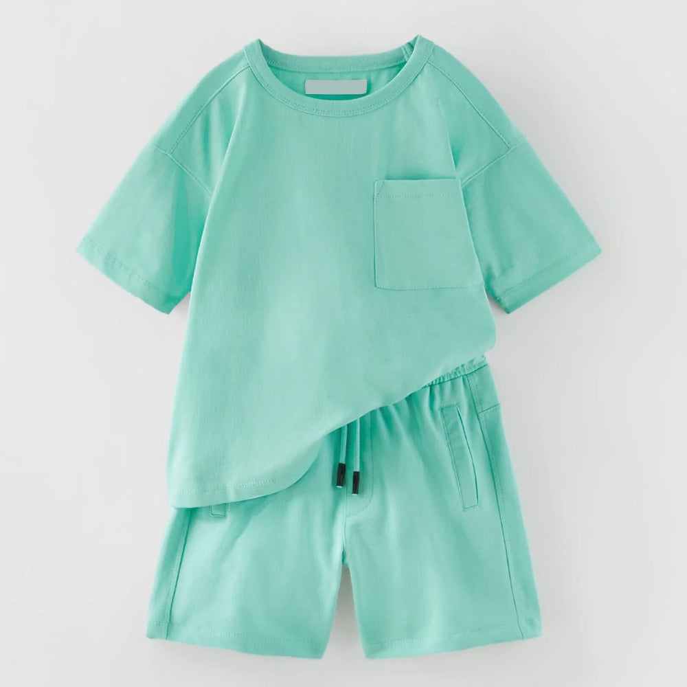 Boys Mint Green Summer Co-ord Set – T-Shirt & Shorts