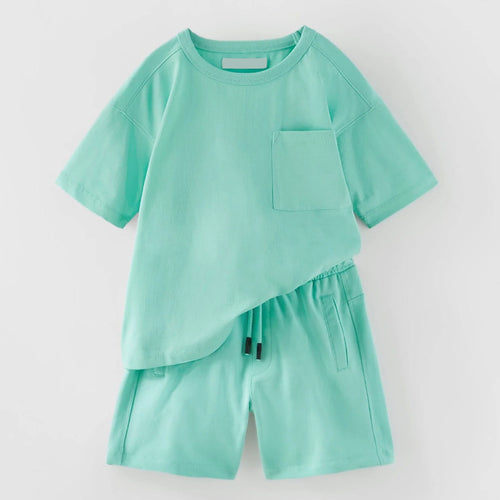 Boys Mint Green Summer Co-ord Set – T-Shirt & Shorts