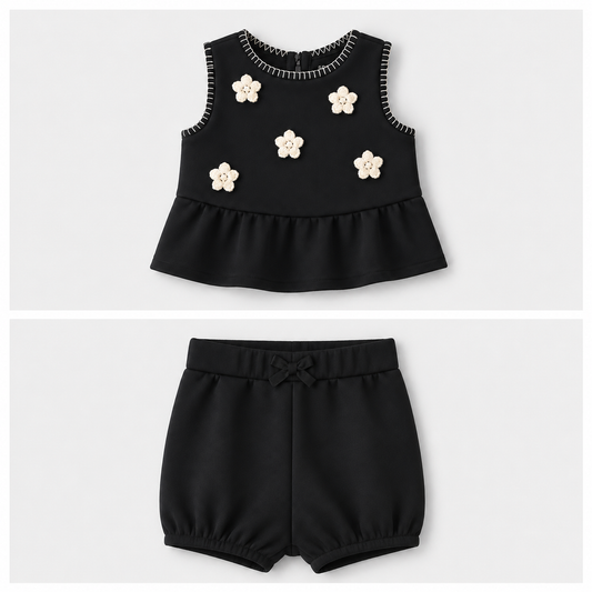 Girls Black Two Piece Set