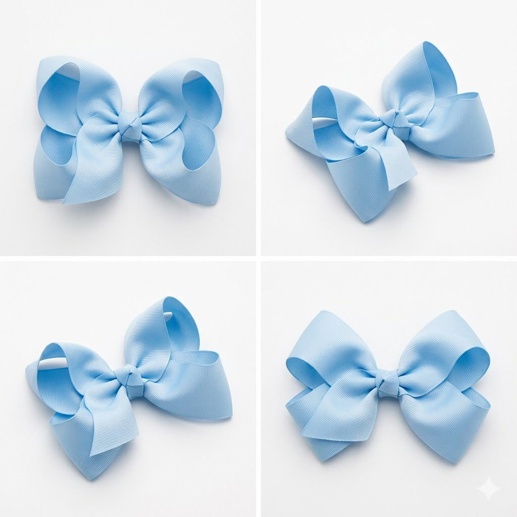 Kids Grosgrain Hair Bow – Baby Blue